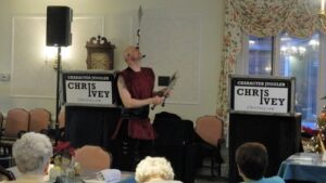 Chris Ivey juggles knives 