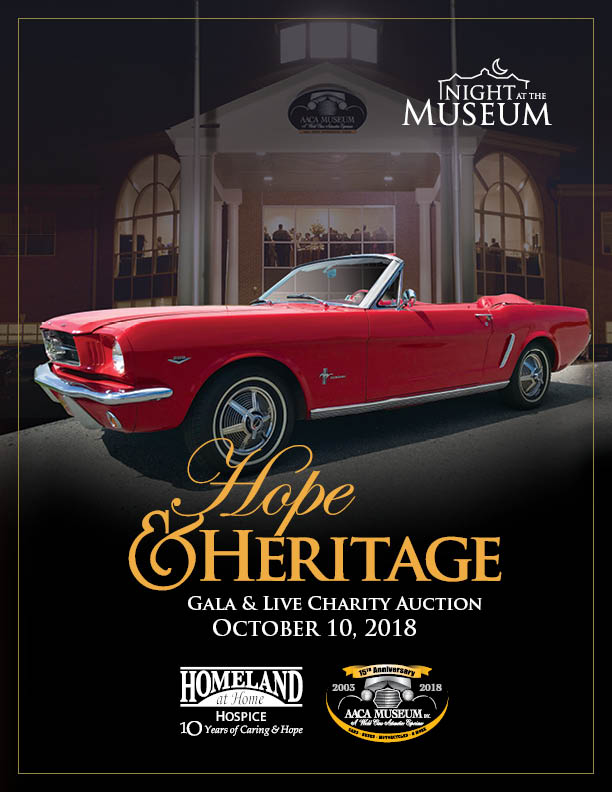 event flyer for the night at the museum gala and live charity auction