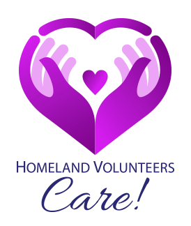 heart graphic reading homeland volunteers care