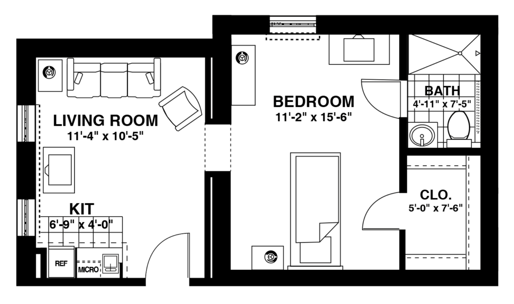 example floorplan of a two room personal care suite