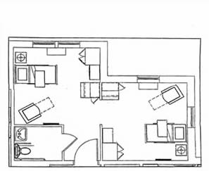 example floorplan of a premium semi-private skilled care suite