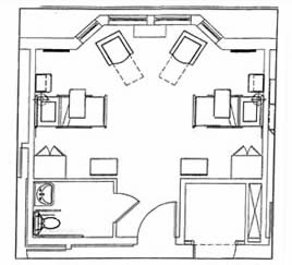 example floorplan of a semi-private skilled care suite