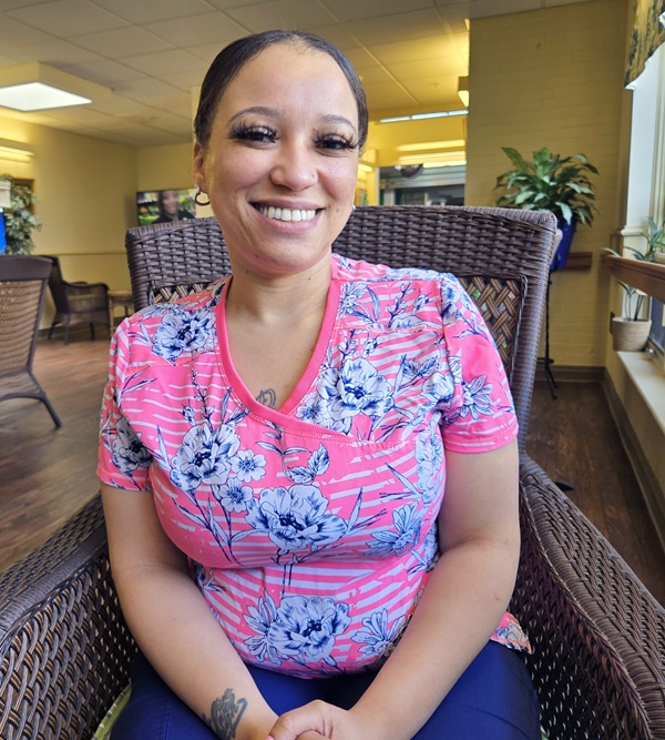 Anna Hicks, medication technician, smiling in Homeland Center