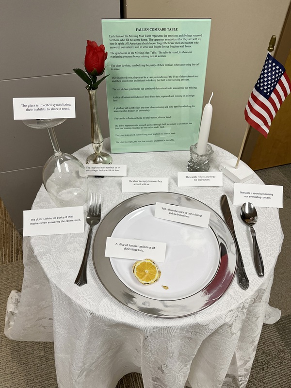 fallen comrade table displayed in the homeland hospice office