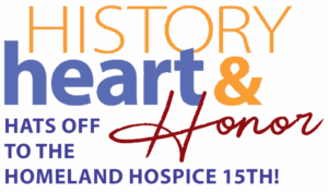 logo for the history heart and honor hospice 15th anniversary event
