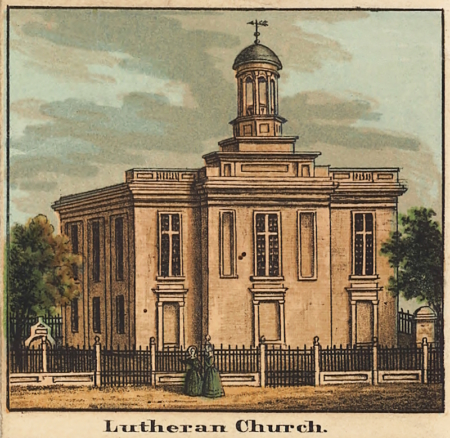 drawing of the lutheran church from 1855
